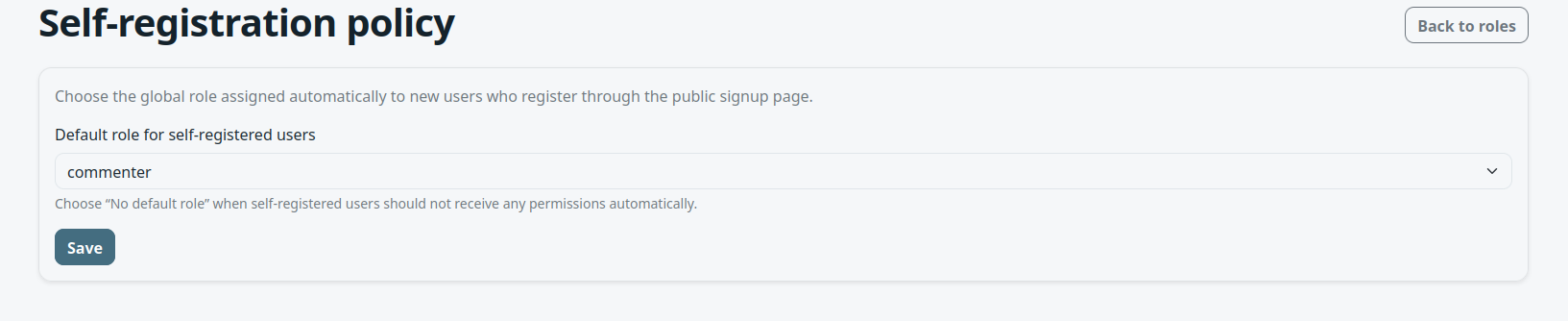 Registration Policy View.